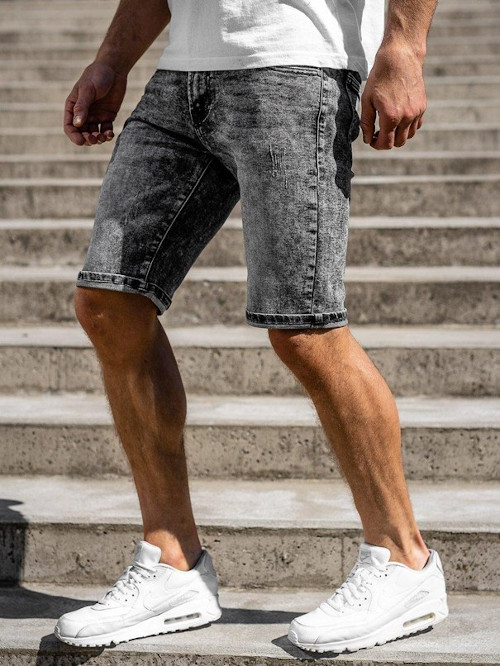 Szorty jeansowe ze spranego denimu